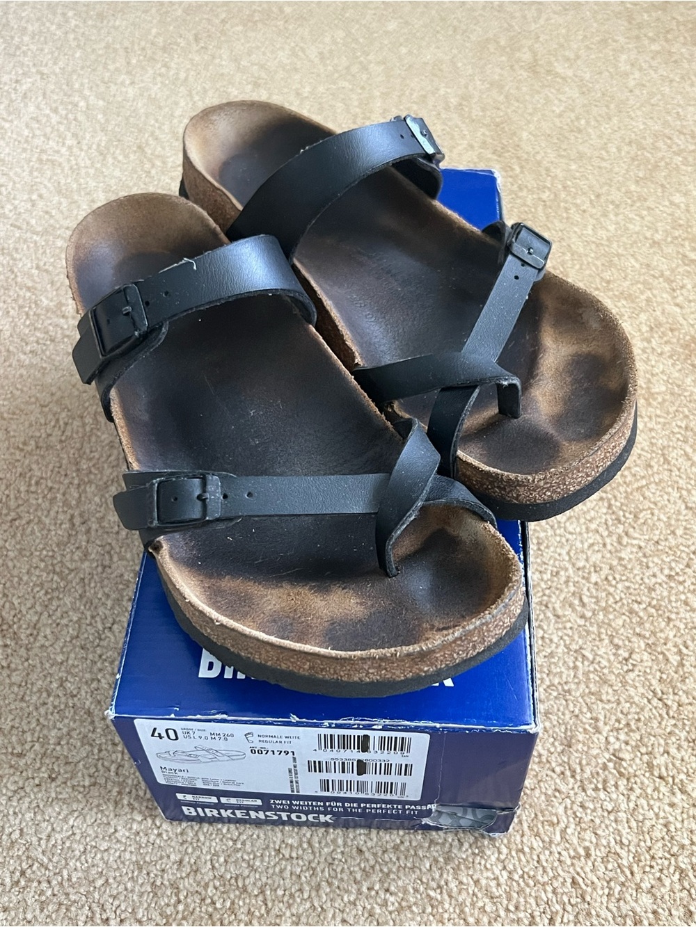 Birkenstock Black Mayari Double-Strap Sandals 9 40 women toe strap